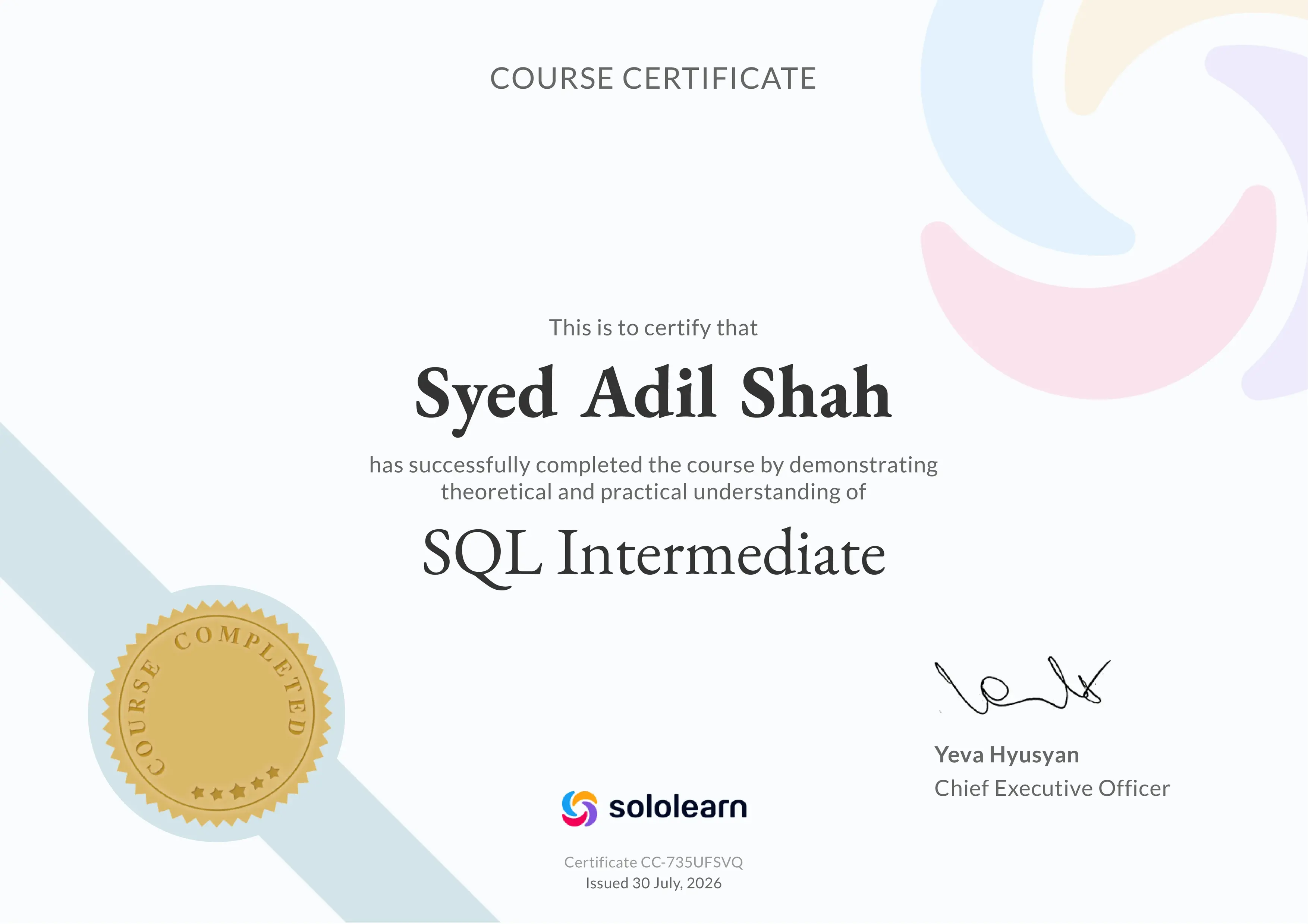 Certificate